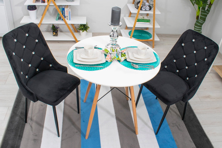 Czarne pikowane krzesła w stylu Glamour AMORE - Tapicerowane krzesła (3 sztuki)