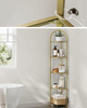 Złoty narożny regał do salonu - Szklana narożna półka Glamour - VASAGLE LGT810A01