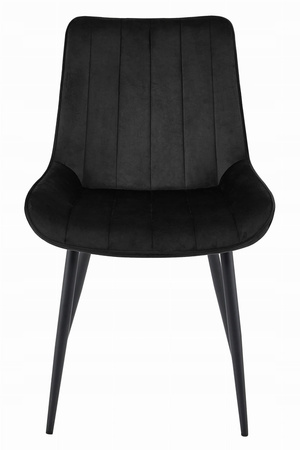 Czarne krzesło SOSA - Welurowe, wygodne, tapicerowane krzesło do jadalni