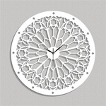 Zegar ścienny ażurowy NOTRE DAME 60 cm wykonany w stylu gotyckim, piękna biała kolorystyka, ORNAMENTI