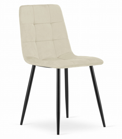 Proste beżowe krzesło KARA pokryte aksamitem - Tapicerowane krzesło kuchenne