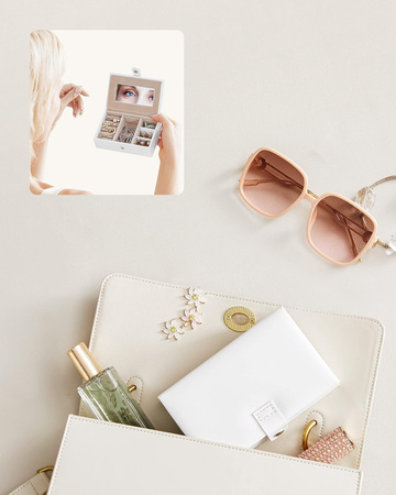 Biała szkatułka na biżuterię - Organizer biżuterii, kuferek, kasetka SONGMICS JBC121W