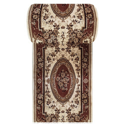 Chodnik dywanowy na metry Exclusive 04 N – klasyczny brązowy z ornamentem, szer. 100 cm