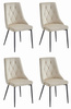 Beżowe krzesła tapicerowane do kuchni IMOLA (komplet 4szt) - Kremowe krzesła welurowe