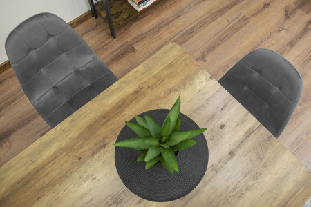 Ciemnoszare krzesła welurowe DUMO (zestaw 3szt) - Nowoczesne krzesła tapicerowane