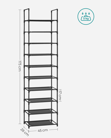 Wysoka półka na buty Organizer - Czarny modułowy regał na obuwie - SONGMICS LSH010B02