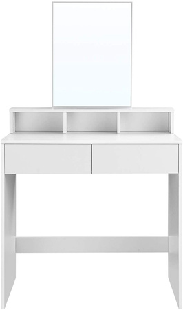 Biała toaletka do makijażu z dużym lustrem i szufladami VASAGLE RDT113W01