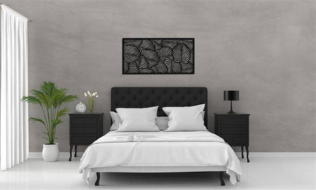 DEKORACYJNY PANEL AŻUROWY, LIŚCIE, DEKORACJA ŚCIENNA  3D, ORNAMENT 60 x 120 cm, CZARNY
