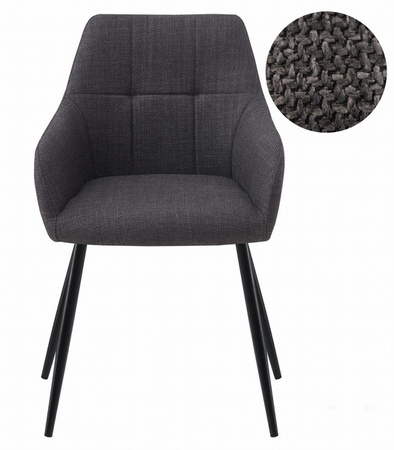 Kubełkowe krzesło BENI - Tapicerowane, grafitowe krzesło z podłokietnikami