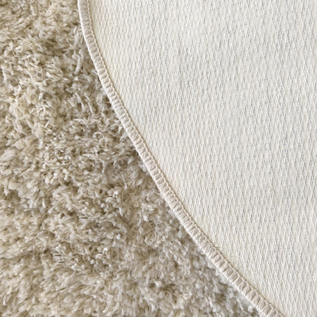 Okrągły dywan Kamel beżowy 120 - Dywan koło, typu shaggy, pluszowy i gładki, kolor kremowy (ecru)