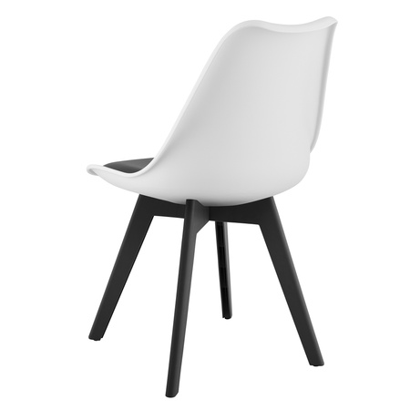 Krzesło do jadalni białe z czarnymi nogami i poduszką MARK - Krzesło skandynawskie