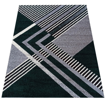 Dywan nowoczesny geometryczny szary butelkowa zieleń OTTO 03 - 200x290 cm