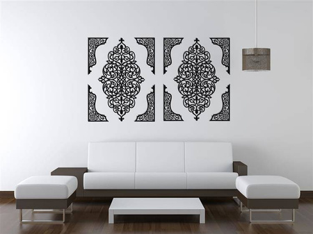 DEKORACYJNE PANELE AŻUROWE, 10 ELEMENTOWA, ARABESKA, DEKORACJA ŚCIENNA 3D, DYPTYK, ZŁOTY