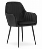Czarne krzesła tapicerowane z podłokietnikami LUGO - Fotele do jadalni (2 sztuki)