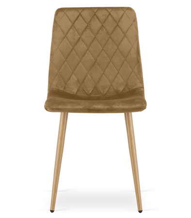 "Krzesło TURIN - brązowy aksamit / nogi kolor drewna x 4"