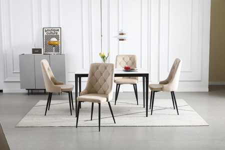 Beżowe krzesło CAPRI - Eleganckie, tapicerowane krzesło do jadalni