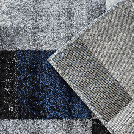 Nowoczesny dywan geometryczny szary z niebieskimi elementami OTTO 09 - 160x220 cm
