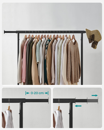 Metalowy stojak na ubrania na kółkach - Czarny wieszak na ubrania SONGMICS HSR011B01V1