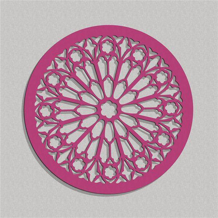 AŻUROWA ROZETA GOTYCKA,ROSE DU MIDI, DEKORACJA ŚCIENNA 3D, ORNAMENT,60 CM, ZŁOTY