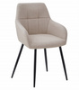 Beżowe krzesło BENI - Kubełkowe, tapicerowane krzesło z podłokietnikami