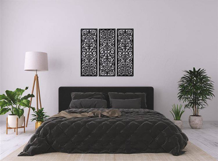 AŻUROWY TRYPTYK DEKORACYJNY, ALESSANDRIA, VINTAGE, RETRO, PANELE AŻUROWE, ORNAMENT, DEKORACJA ŚCIENNA 3D, BIAŁY