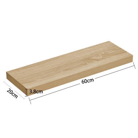 Półka ścienna na książki 60cm - Wisząca półka na ścianę (Dąb Sonoma) VASAGLE LWS026B11