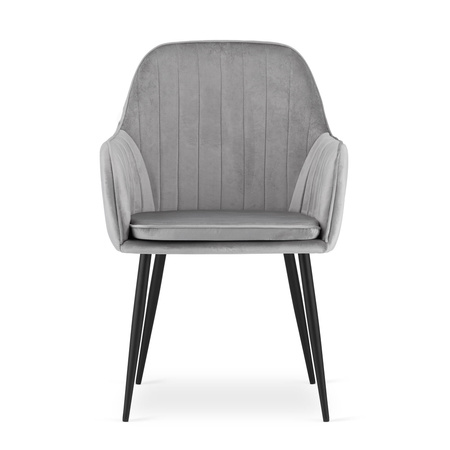 Szare tapicerowane krzesła z podłokietnikami do jadalni LUGO - Fotele do jadalni (2 sztuki)