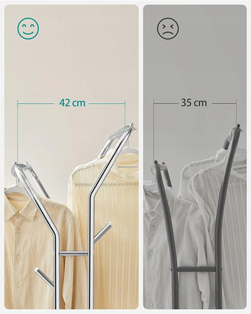 Stojący wieszak na kółkach z półką - Podwójny stojak na ubrania - SONGMICS HSR107E01