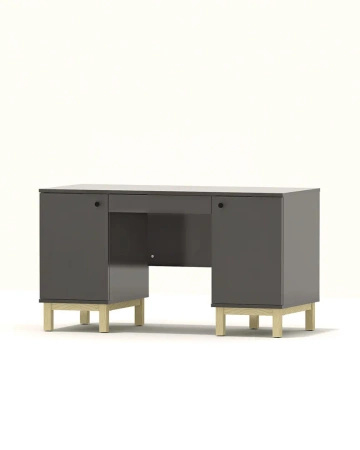 Biurko VERYSIMPL B-MODEL-2 - dwie boczne szafki, szeroka szuflada podblatowa, szer. 140–160 cm