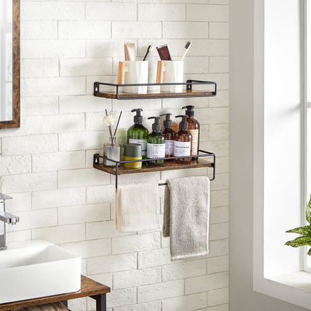 Rustykalne półki ścienne Loft - Zestaw 2 półek ściennych - VASAGLE LWS441B01