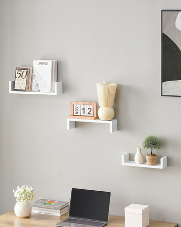 Białe wiszące półki ścienne - Zestaw 3 półek ściennych - SONGMICS - LWS40WT