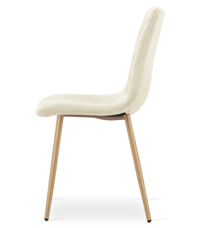 "Krzesło TURIN - jasny beż aksamit / nogi kolor drewna x 3"