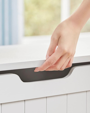 Biały ozdobny kufer drewniany z siedziskiem - Skrzynia drewniana schowek - VASAGLE LHS11WTV1