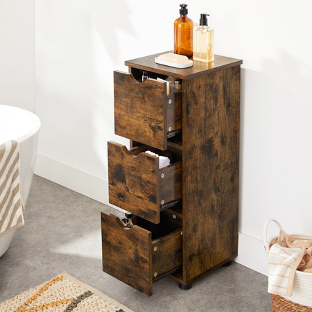 Wąska szafka łazienkowa z szufladami - Brązowy słupek łazienkowy - VASAGLE BBK150X01V1