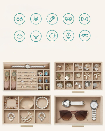 Szkatułka na biżuterię - Pudełko, organizer, kuferek na biżuterię SONGMICS JBC161W01