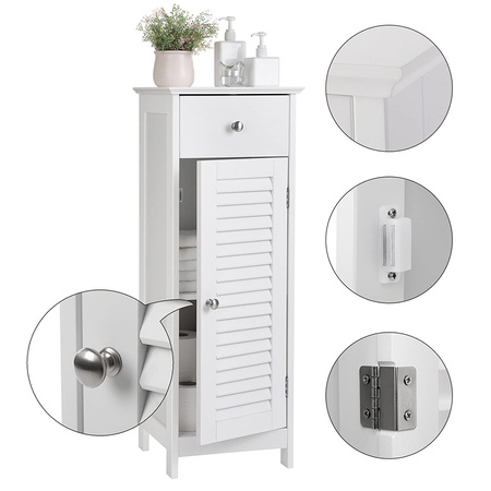 Biała szafka łazienkowa z szufladką - Słupek regał łazienkowy - VASAGLE BBC43WT