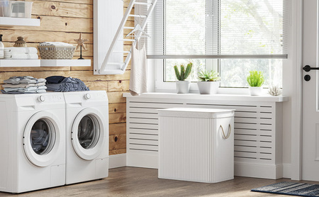 Biały bambusowy kosz na pranie 150l - 3 komorowy kosz na bieliznę - SONGMICS LCB091W01