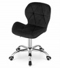 Tapicerowane krzesło biurowe na kółkach czarne AVOLA - Obrotowy welurowy fotel biurowy