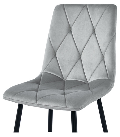 Pikowane krzesło glamour LIBRA - Welurowe krzesło w kolorze srebrnym / szarym