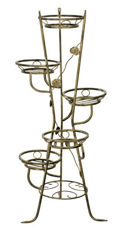Kwietnik metalowy BLUSZCZ na 5 doniczek / stojak ozdobny na kwiaty [wys. 142 cm]