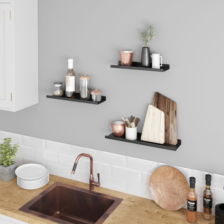 Czarne metalowe półki ścienne - Zestaw półek ściennych - SONGMICS LFS12BK