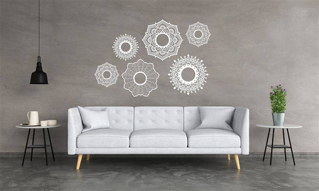 DEKORACYJNE PANELE AŻUROWE, ZESTAW 6 ROZET, PIĘKNA OZDOBA ŚCIENNA 3D , ORNAMENT , CZARNY