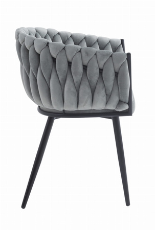 Krzesła tapicerowane szare z aksamitu ORION (2szt) - Welurowe krzesła Warkocz