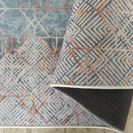 Dywan geometryczny nowoczesny Horeca-New 108 szary niebieski 60x100 cm