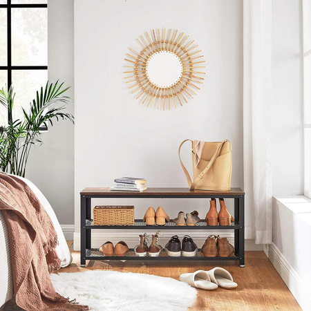 Półka na buty z siedziskiem Loft - Industrialna ławka do przedpokoju - VASAGLE LBS078B01