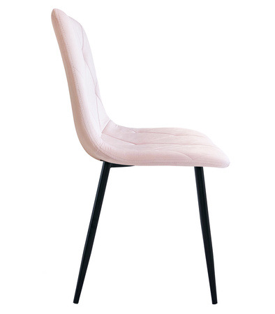 "Krzesło LIBRA - jasny róż aksamit / nogi czarne x 2"