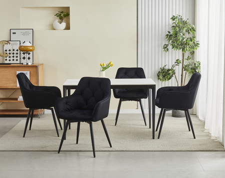 "Krzesło JORK360 - czarny aksamit / nogi czarne x 1"