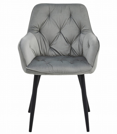 "Krzesło JORK - aksamit srebrno-szary / nogi czarne x 2"