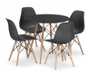 Czarny zestaw stół i 4 krzesła: Okrągły stół TODI 80cm i 4 czarne krzesła OSAKA