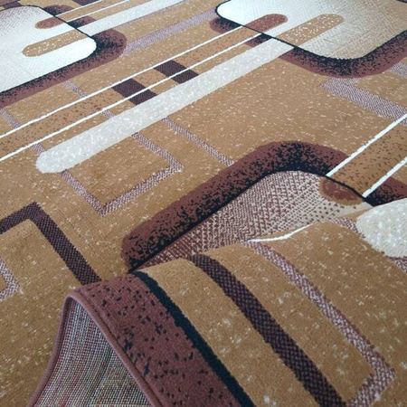 Dywan brązowy klasyczny geometryczny BCF Alfa 16 – 250x350 cm